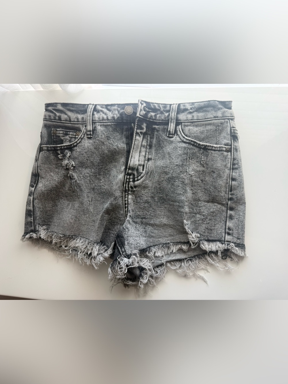 Windsor Washed Grey Distressed Denim Shorts